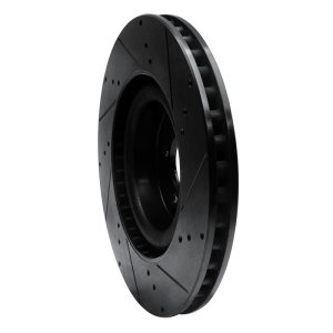 Ford Mustang Brake Rotor (1) - Front Left - R1 Concepts - Drilled & Slotted - Black - `15-`23